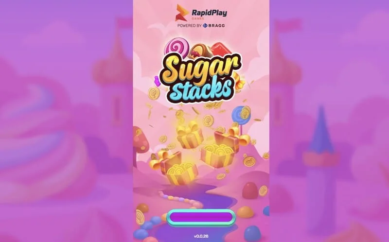 Sugar Stacks - layar muat dengan logo RapidPlay Games