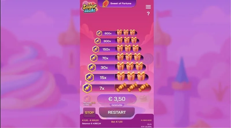Sugar Stacks - kemenangan besar selepas pengeluaran tunai di tingkat atas menara